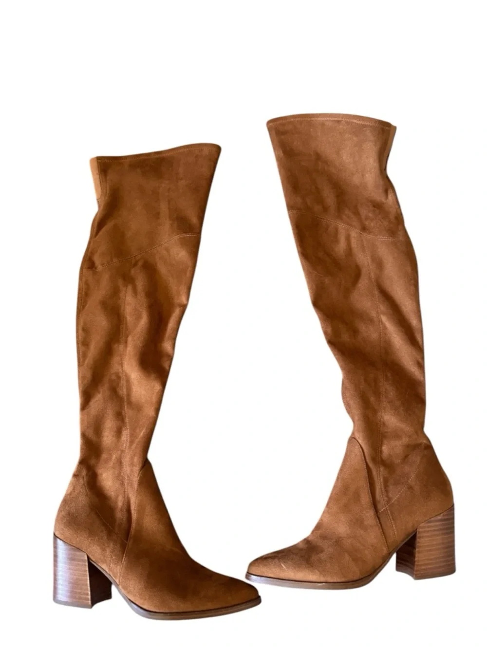 Marc‎ Fisher Tan Suede Over-the-Knee Block Heel Boots